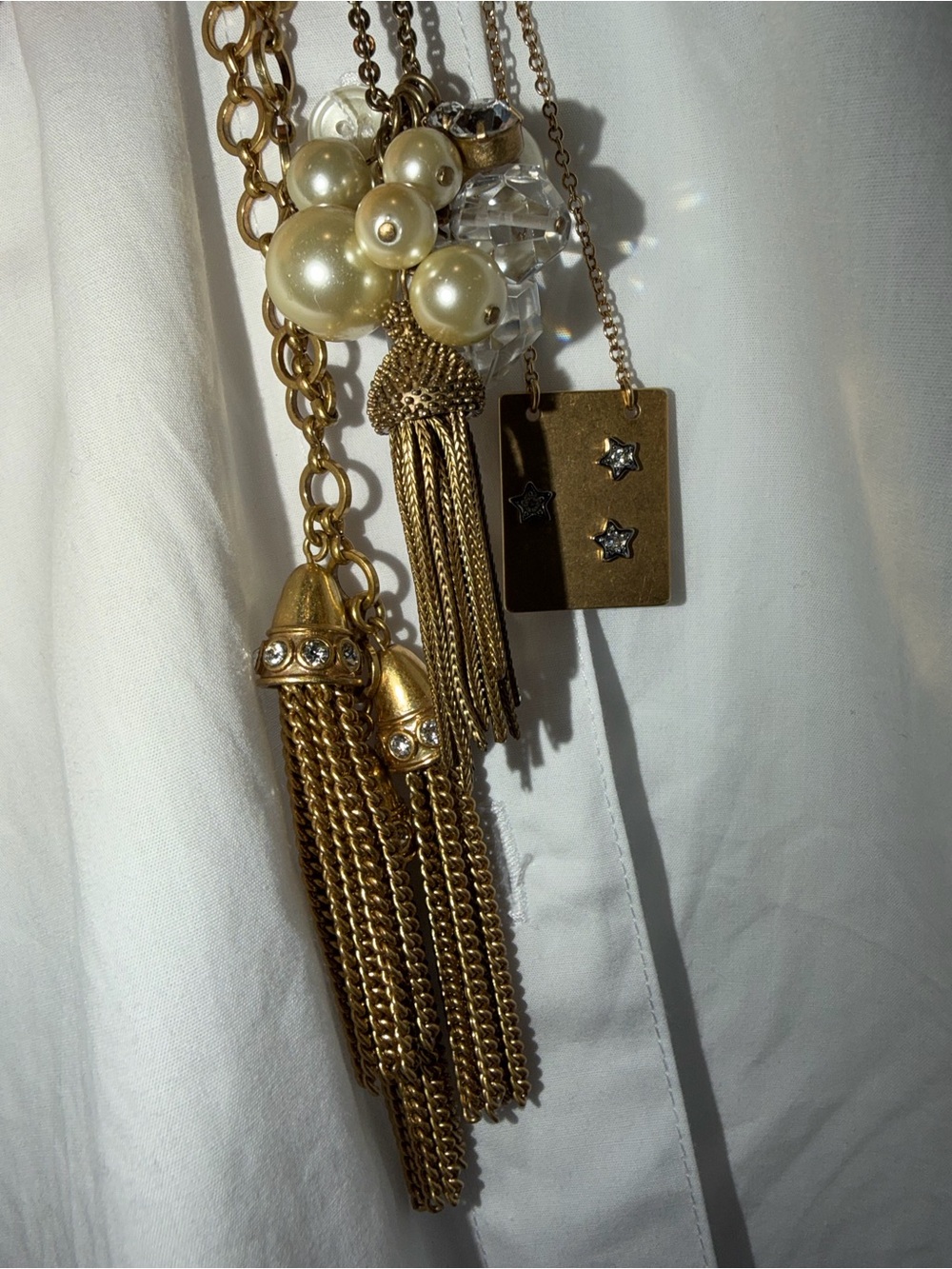 Three Fabulous J. Crew Gold-Tone Pendant Long Necklaces - Picture 5 of 13